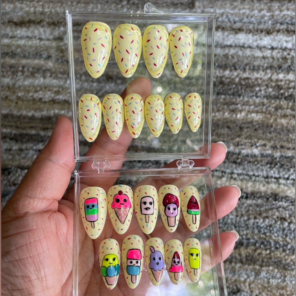 cute ice scream cute fun nail art press on nail set